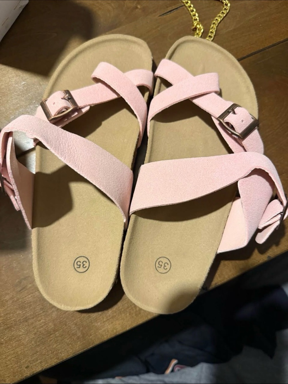 Women's Pink Strappy Buckle Sandals